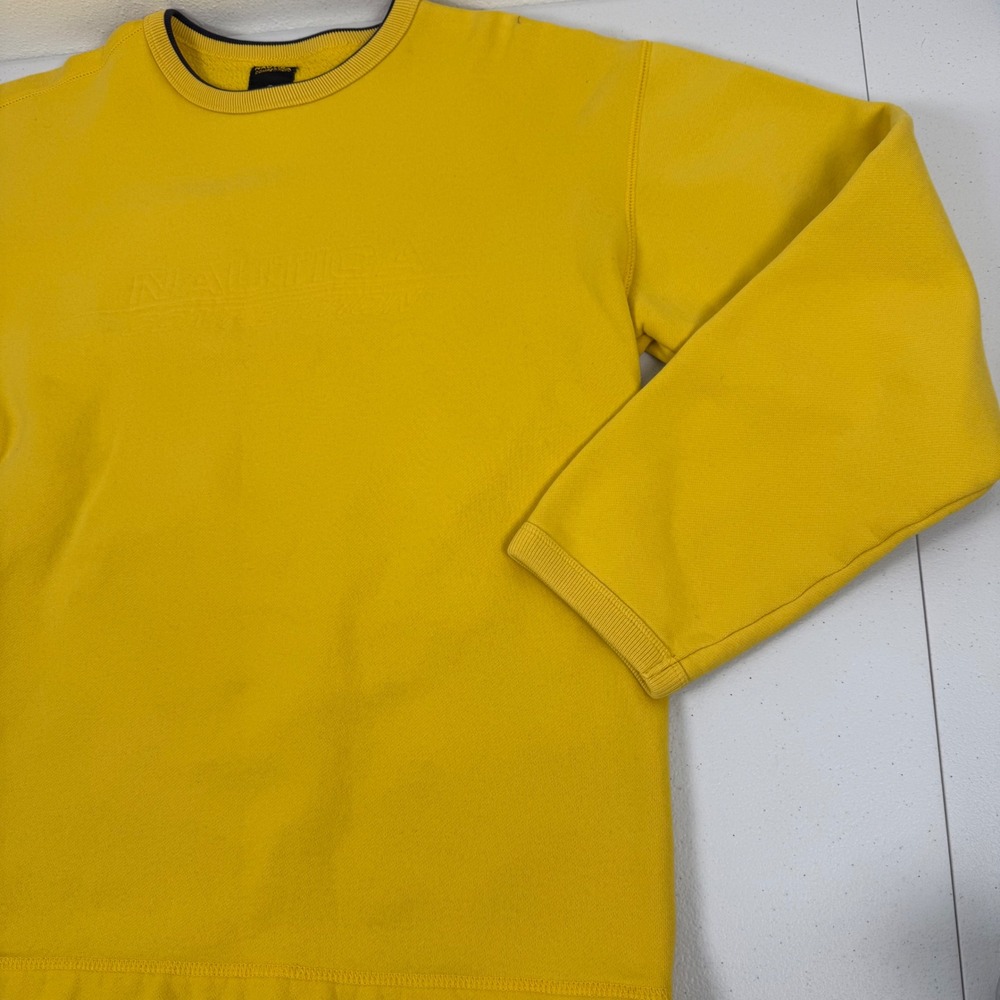 Nautica Competition Yellow Embroidered Logo Crewneck‎ Sweatshirt Men's Large - Picture 7 of 9